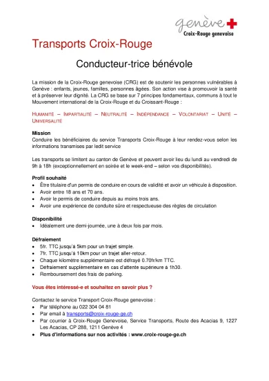 Mission bénévole - Conducteurs-trices Croix-Rouge